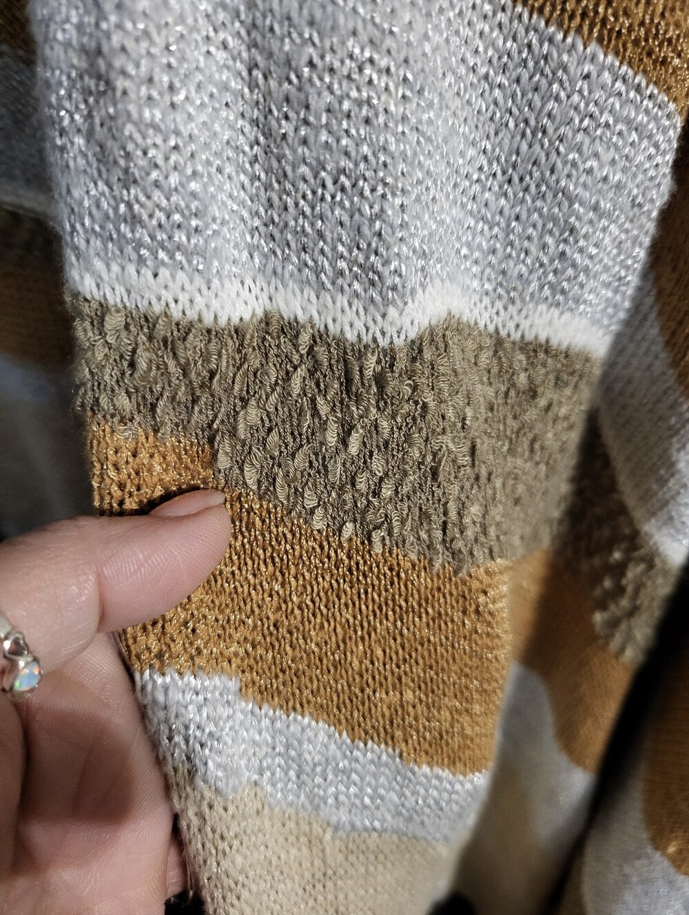 Chico's Beige Brown Gray White Colorblock Open Front Poncho NEW SZ One Size - Picture 5 of 7
